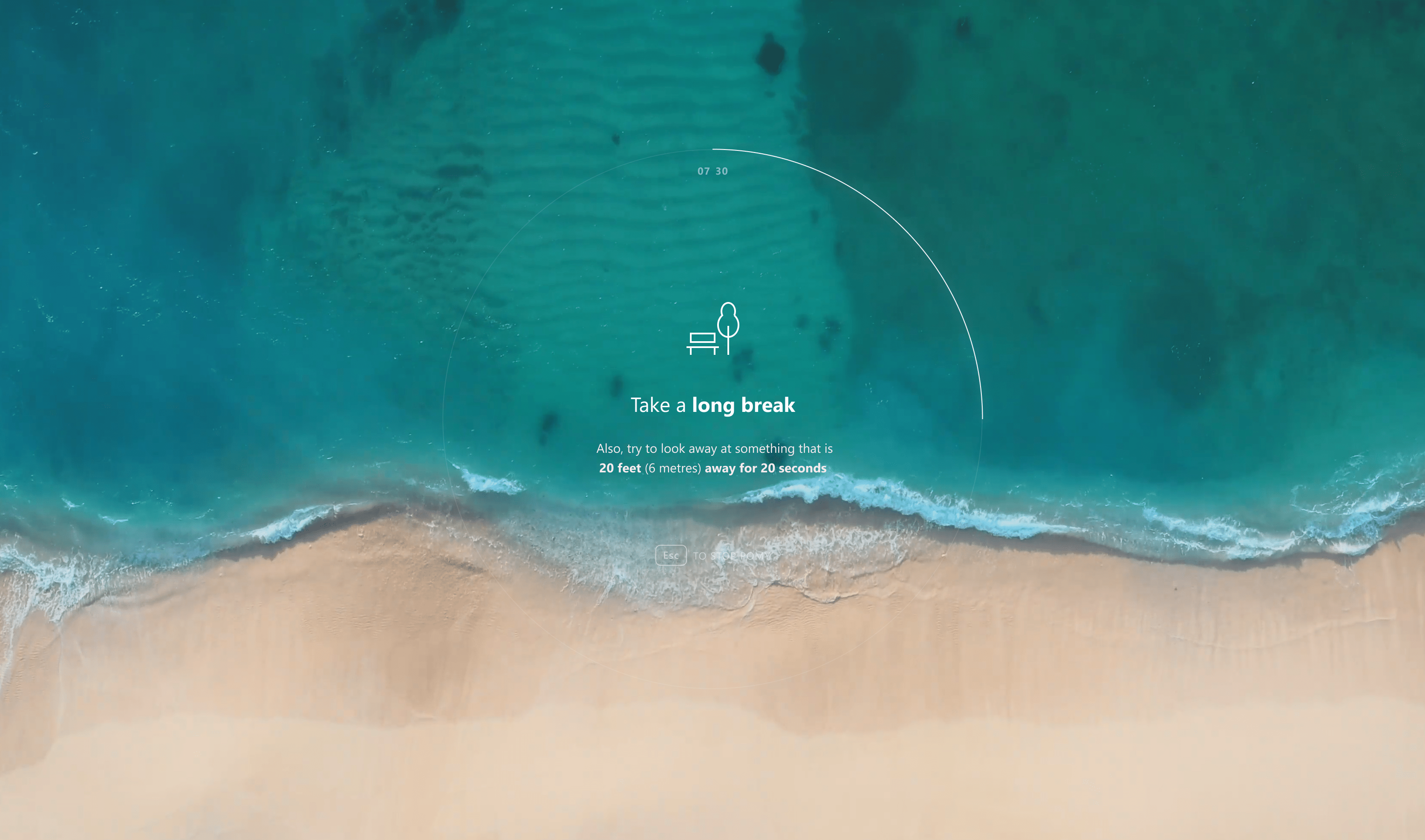 Long break screen