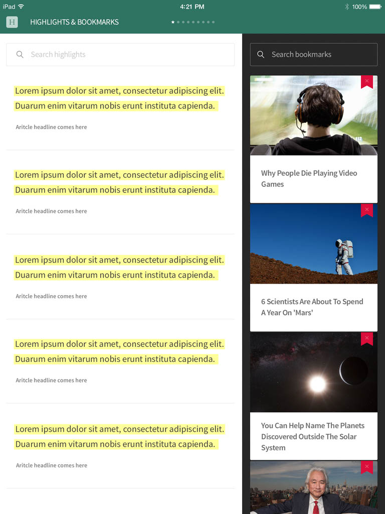 Highlighted Texts & Bookmarks