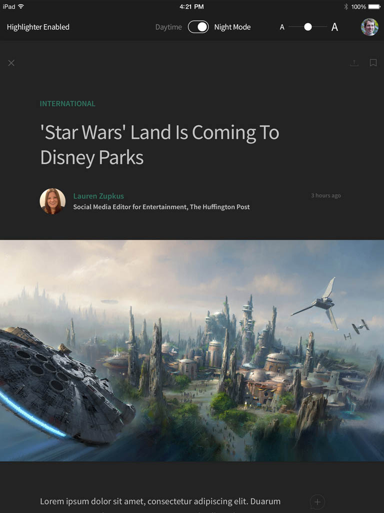 Night Reader Mode & Article Screen Settings
